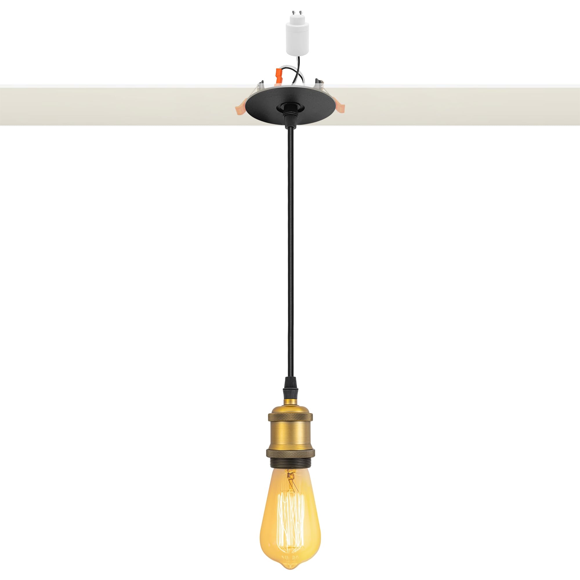 FSLiving Recessed Ceiling Round Downlight Fittings,Matte Antique Gold GU10 Downlights, Recessed Pendant Lights, Cutout Ø68-85mm, Convert GU10 Spotlight to Pendant, max. 60W 240V, No Bulbs TB0119