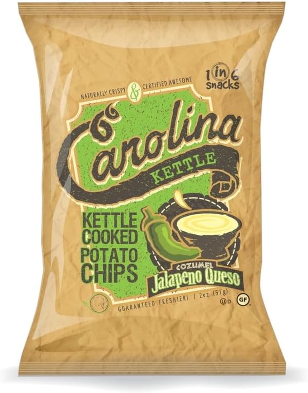 1 in 6 Snacks Carolina Cozumel Jalapeno Queso Kettle Cooked Potato Chips 2 oz Bagged