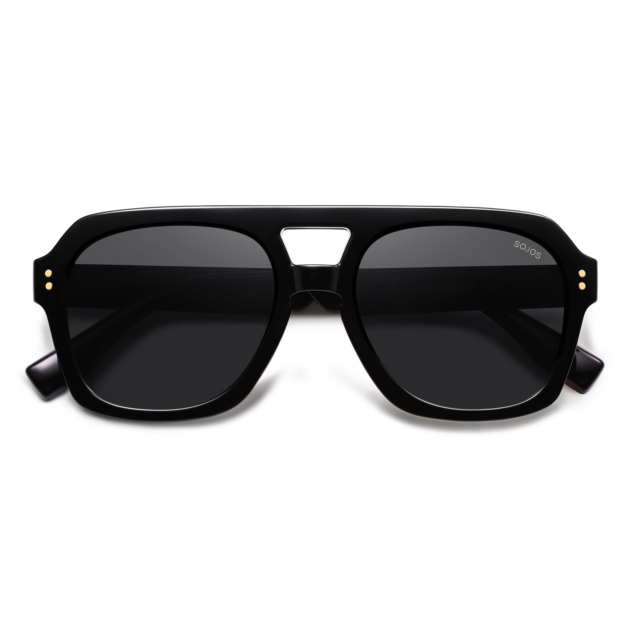 SOJOS Retro Thick Polarized Aviator Sunglasses for Women Men, Large Trendy Bold Square Pilot Shades SJ2385