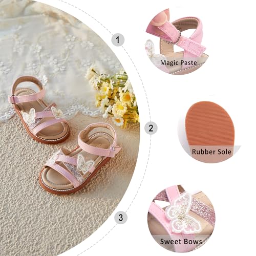 Image of Otter MOMO Girls Open Toe Princess Flat Sandals with Comfort Sole Summer Sandals
