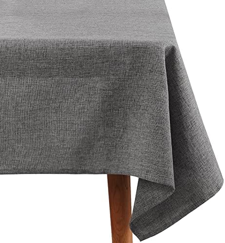 Amazon Brand - Umi Tablecloth Wipeable Faux Linen Water Resistant Tablecloth Rectangular Table Cover for Birthday 137x200cm Taupe