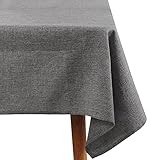 Amazon Brand - Umi Lotuseffekt Tischtuch Wasserabweisend Tischdecke Leinenoptik Tischwäsche 137x274 Dunkelgrau