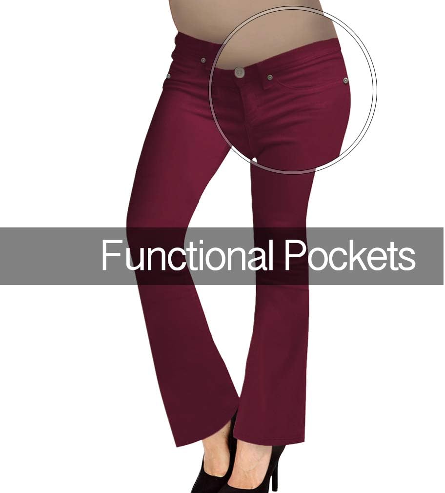 Hybrid & Company Super Comfy Stretch Women's Maternity Bootcut Jeans with Real Pockets - Image 4