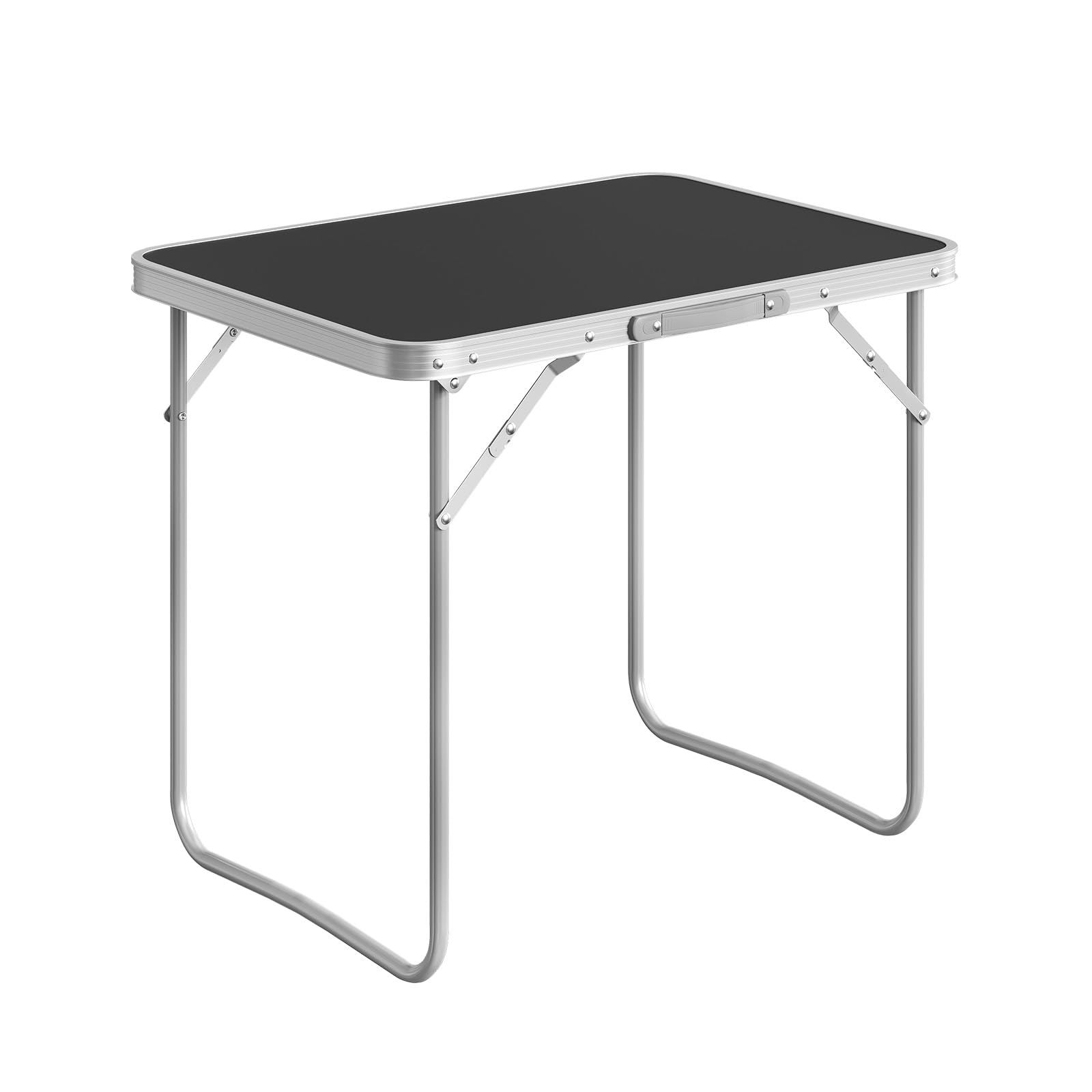 WOLTU Tavolo Campeggio Pieghevole in Alluminio e MDF 70x60x50 cm Nero