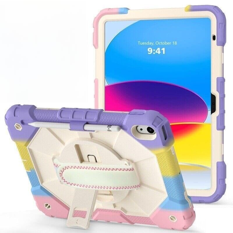 Coque iPad Pro 11 2022 rose coloré avec sangle et support nomade