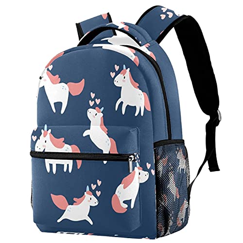 Sac à dos licorne pour école et loisirs avec poches de rangement latérales en multicolore