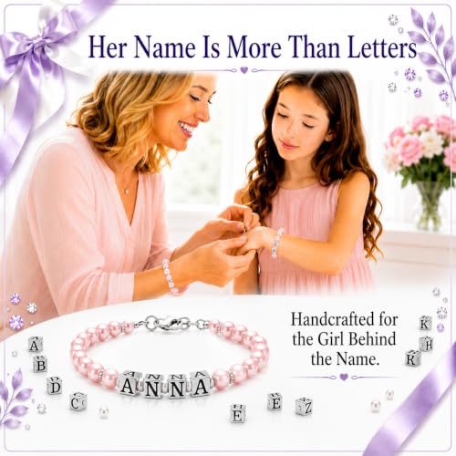 Image of Baby Crystals Pink Pearl Bracelet for Girls | Flower Girl Birthday Jewelry