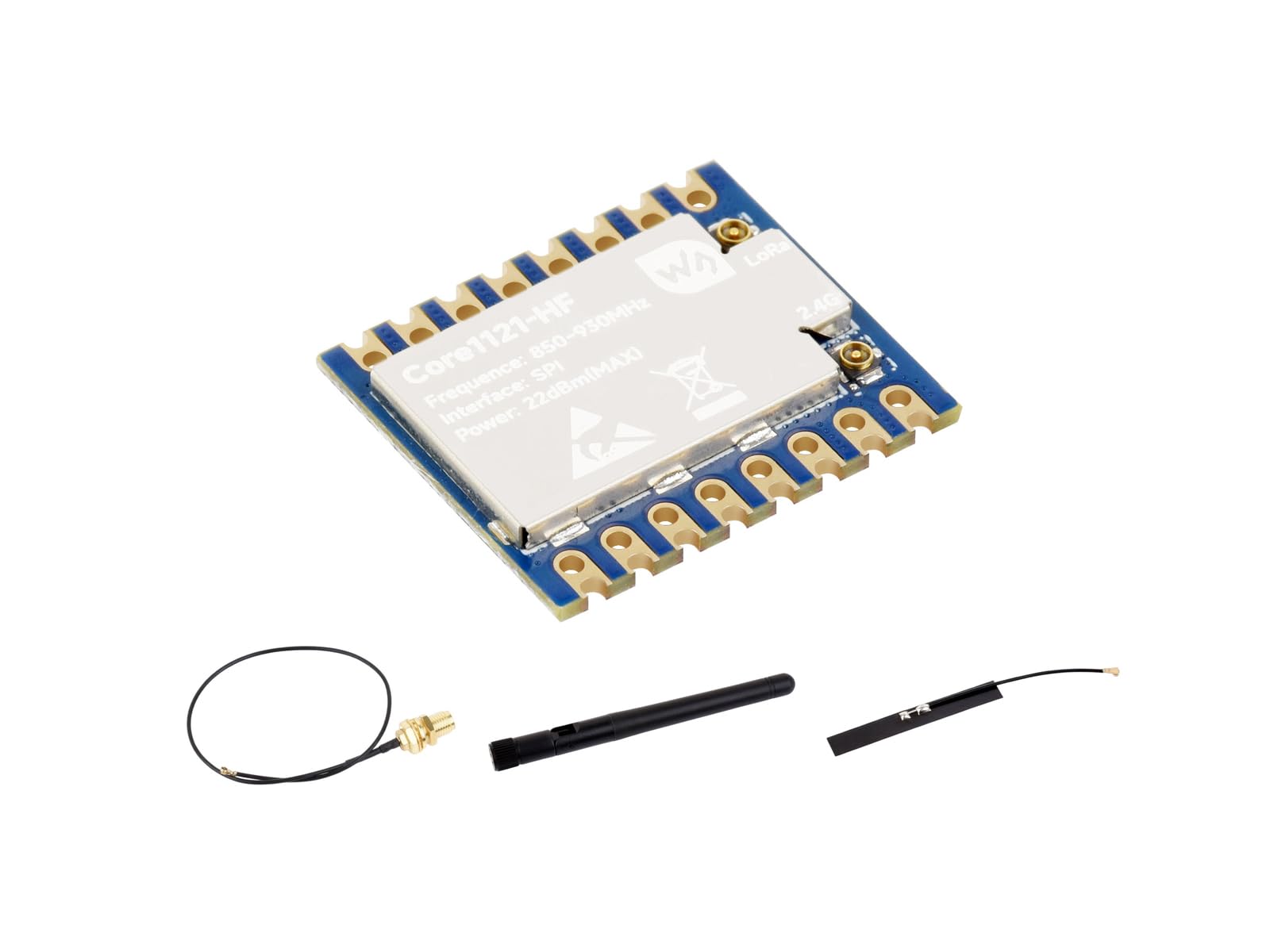 Core1121 HF Dual-Band Lora Module Basé sur LR1121 Low-Power Lora Transceiver, LR1121 Lora Core Module Support Sub-GHz (150MHz ~ 960MHz), S-Band (1.9GHz ~ 2.1GHz), and 2.4GHz ISM Frequency Bands
