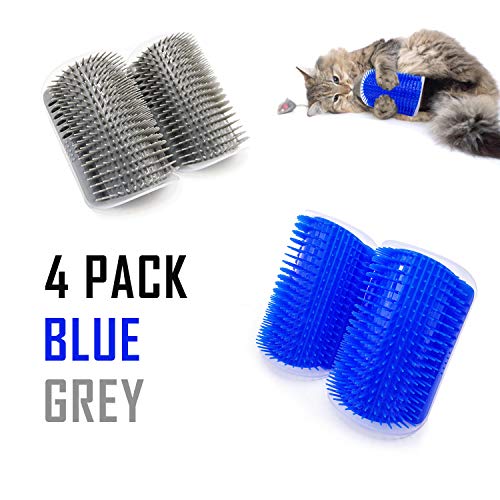 prowithlin [4 Pack] Cat Self Groomer, Cat Wall Corner Massage Comb w/Catnip Cat Softer Massager Toy for Long or Short Fur Cat (Newest Version)