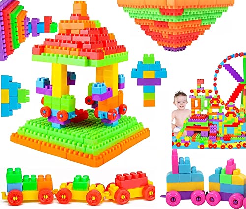 Image of RUTV Building Blocks Toy for with Wheel,Block Game for 3-8 Years Old Boys & Girls,Multi Color,100 Piece(New Building Block Toy)