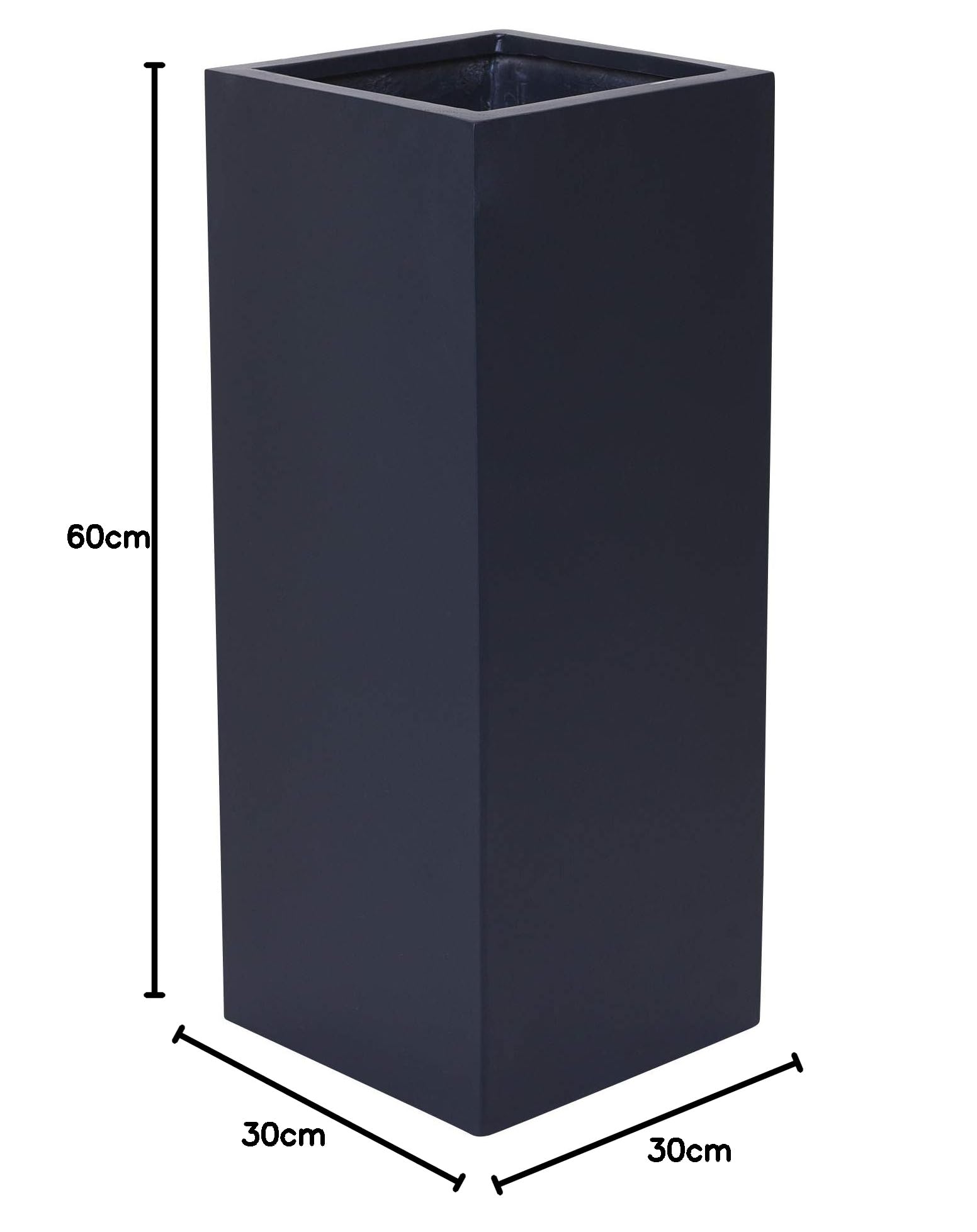 VIVANNO Jardinière Cache-Pot Colonne Fibre de Verre Anthracite 60x30x30