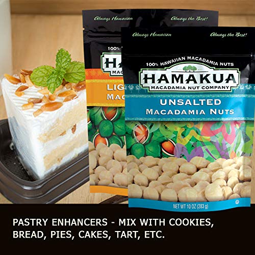 Hamakua Macadamia Nuts Twin Pack — Lightly Salted and Unsalted Flavors — 100% Natural Hawaiian Macadamian Nut No Carb Healthy Snack — 2 x 10oz (283g) Bag