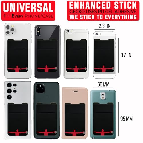 Image of Gecko Travel Tech Double Pocket - Adhesive Card Holder - Cell Phone Pouch - Stick on Lycra Pocket - Carry Credit Cards and Cash (Basketball)