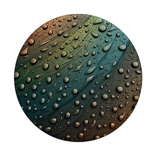 Elegant Water Drops Rainy Day PopSockets Swappable PopGrip, Black - Image 3