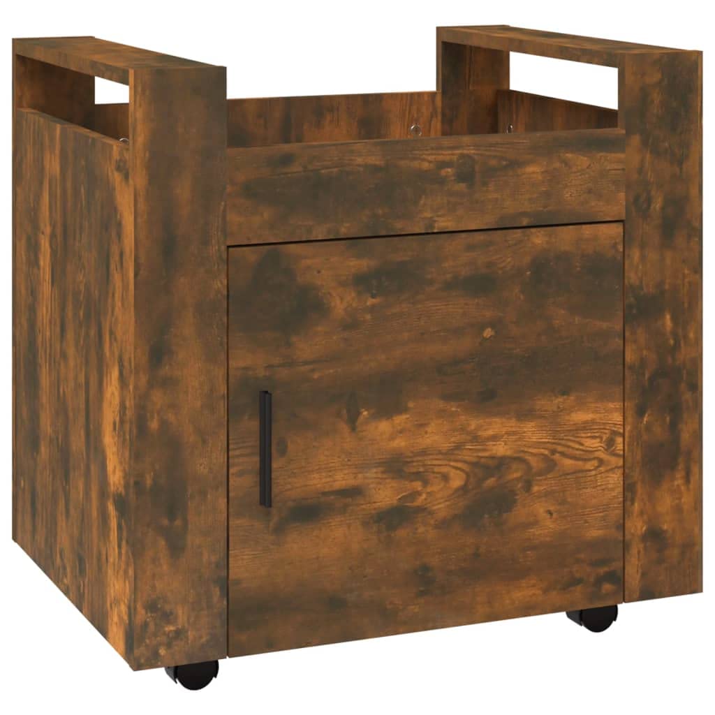 vidaXL Bürowagen, Rollcontainer mit viel Stauraum, Rollschrank für Wohnzimmer Büro Schlafzimmer, Bürocontainer Aktenschrank auf Rollen, Räuchereiche Holzwerkstoff