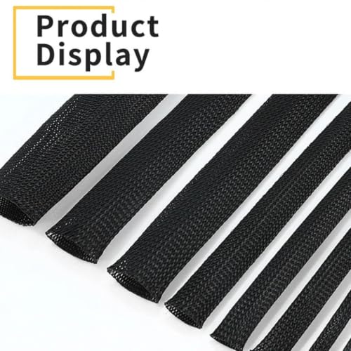 Funda trenzada de PET negra de 25mm y 10M para proteger cables 4