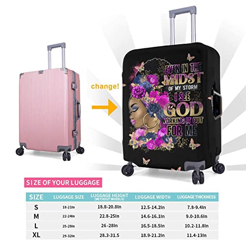 Image of Travel Suitcase Protector African American Girl Elastic Protective Washable Luggage Cover With Concealed Zipper Suitable For 18-32 Inch, Color-4-6, L (for 25--28 inch luggage)