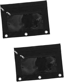 Ciieeo 2 Peças Pasta Transparente Preta Pasta De Malha Estojo Para Caneta Com Zíper Bolsas Para Lápis Pasta Pasta Arquivo Bolsa Fichário Porta Cartões Porta-Cartões Com Zíper Bolsos