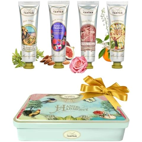 Valentine Gift For Her - Hand Cream Gift Set For Women, 4 Pcs Hand Cream Gift Set- Hand Lotion Set With Shea Butter and Sweet Almond Oil Un Air d'Antan - Includes 4 Scents Cover
