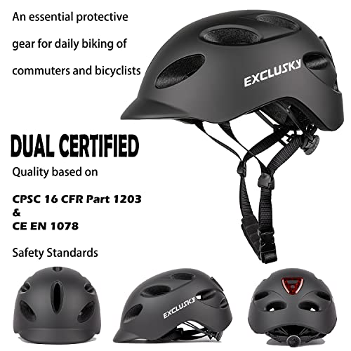 Exclusky Bike Helmet with Rechargeable USB Light, Urban Bicycle Commuter Helmet Men Adult Cycle Helmet Women 54-58cm/58-62cm - Image 3