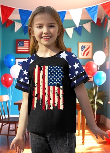 Girls 4th of July Shirt Kids USA Shirts American Flag Tshirt Girls Boys Patriotic T Shirt Independence Day Tee Tops2