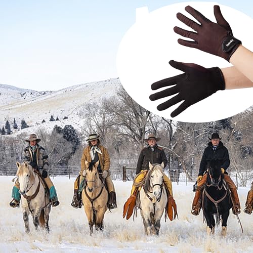 Foto von WDEC Reithandschuhe, Unisex Erwachsene, Reithandschuhe Atmungsaktiv, Touchscreen Handschuhe, für Radfahren, Reiten und Outdoor Aktivitäten, Professional (braun, M)