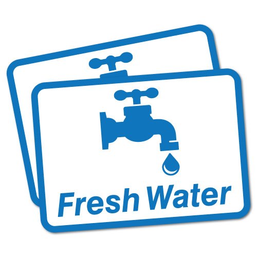 2 x Fresh Water Sticker Decal Safety Sign Car Vinyl