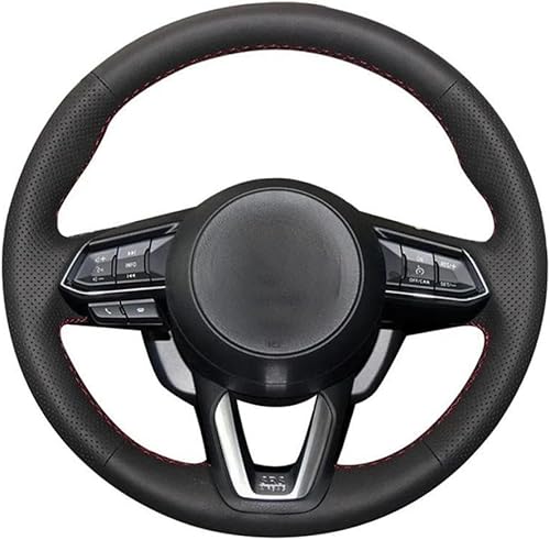 CHIPEL Hand-Stitched Car Steering Wheel Cover Black Leather, for Mazda CX-3 CX3 CX-5 CX5 2017 2018