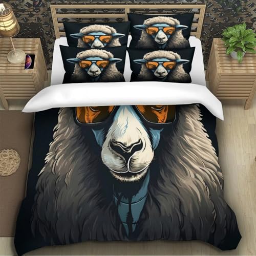 Housse de couette microfibre ultra douce 140x200 parure de lit 3D mouton