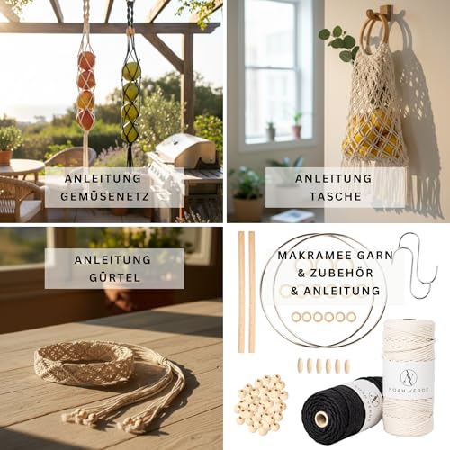 Makramee-Garn Noah Verde DIY Set für Anfänger mit Anleitung und Zubehör
