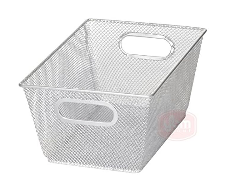 Silver Mesh Open Bin Storage Basket Organizer for Fruits, Vegetables, Pantry Items Toys, Etc. 9.8 X 6.5 X 4.5 1100