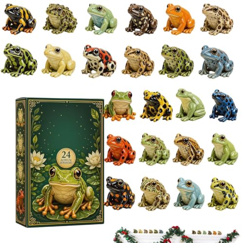 24 Days Holiday Adventt Calendar | Frog Christmas Countdown Calendar | 2D Acrylic Frog Tabletop Display For Kids Adults Nursery 