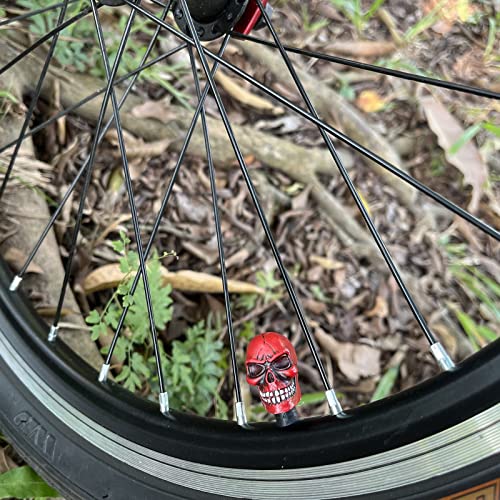 Temzzer Valve Stem Caps Skull Wheel Air Stem Covers Car Tire Rim Heads For Most Vehicles Bicycles Motorcycles, Red #TOP2