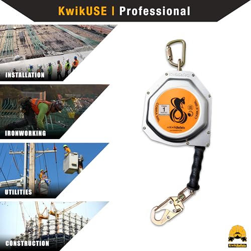 Image of KwikSafety - Charlotte, NC - Cobra 30' Self Retracting Lifeline [NO Tangle Steel Cable] Class 1 SRL ANSI OSHA Retractable Fall Arrest Safety Construction Roofing PPE Gear