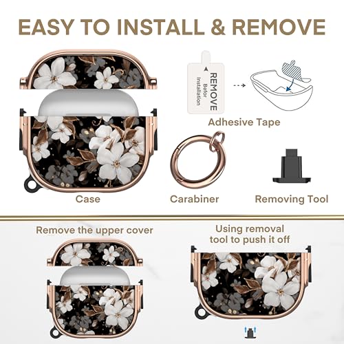 Image of Maxjoy for AirPods 4 Case with Lock, Flower AirPods 4 Case Lock Protective Hard Cute AirPod 4 Generation Cover for Women Men with Keychain Clip for AirPod 4th Generation Cover 2024, Floral