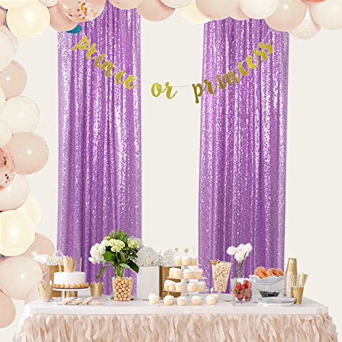 ShinyBeauty Sequin Curtains 2 Panels Lavender 2FTx8FT Sequin Photo Backdrop Sequin Backdrop Curtain Pack of 2-1011E