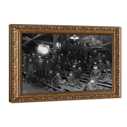 Photographie des mineurs de charbon Lewis Hine Pennsylvanie 1911 cadre bois toile murale