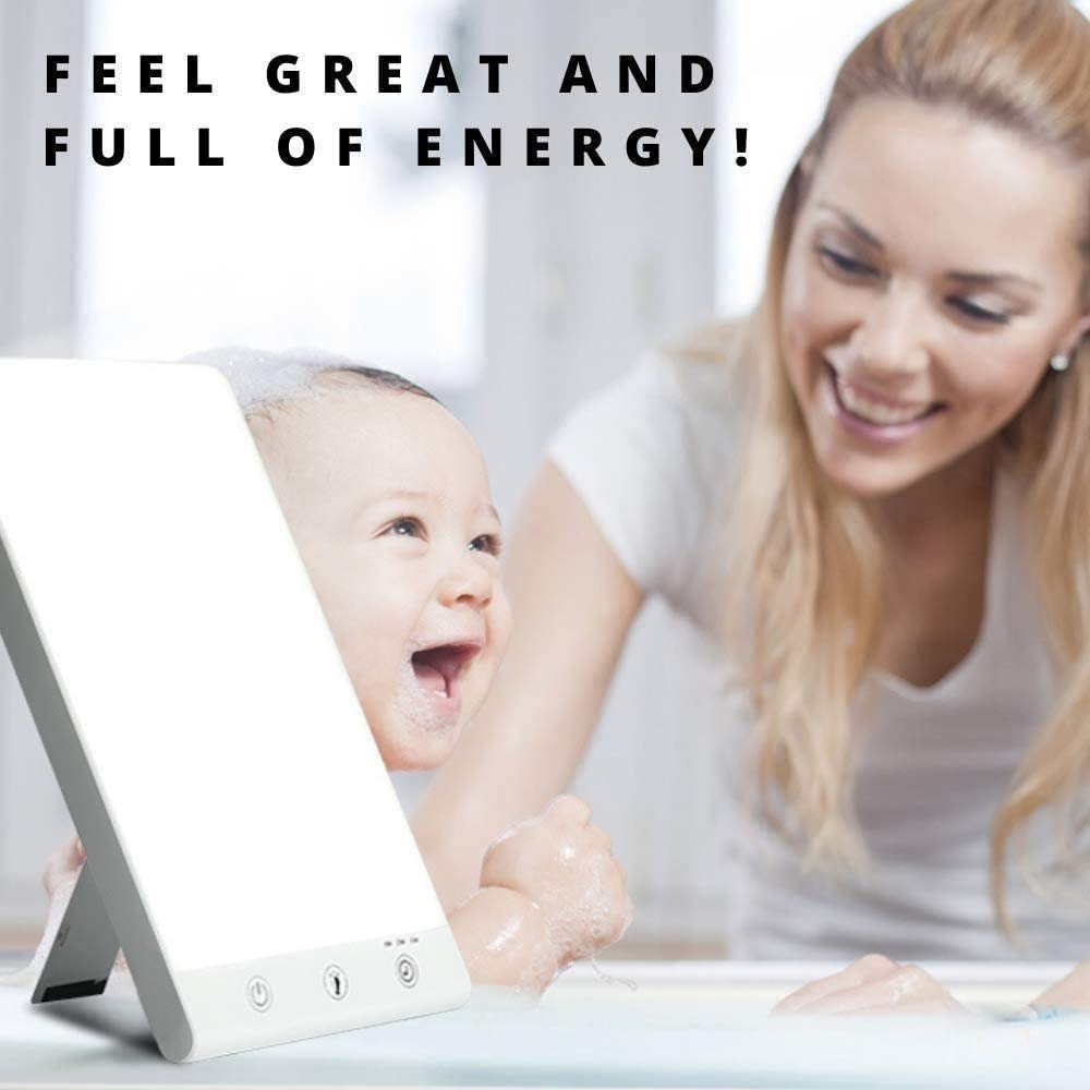 Lampe de thérapie de lumière Ultra-Mince 10000 Lux Therapy Lumière avec 3 Niveaux de luminosité réglable, Therapy Lumière avec minuterie pour Une Maison Heureuse/Bureau/Voyage