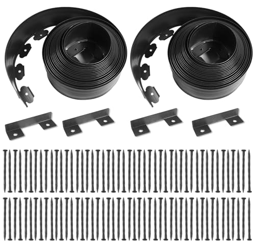 Garden Border Edging Roll4 Inch High 66FT Total (2 Rolls of 33FT) with 100 Hard Stakes Flexible Plastic No Dig Landscape Edging for Lawn Garden Flower Beds Paver & Walkway Edges