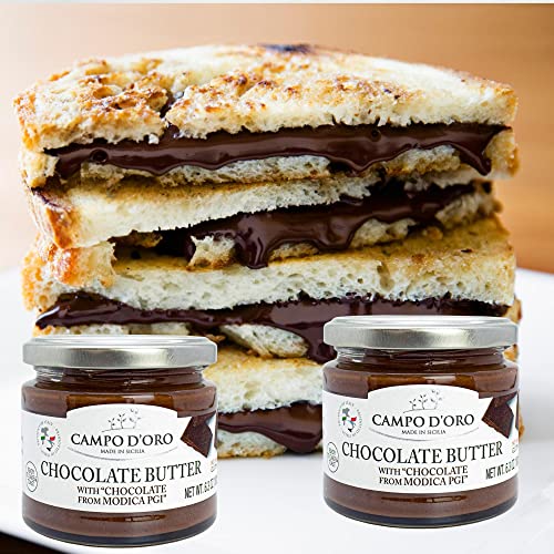 Premium Chocolate Spread, Dop Certified Modica Chocolate, Creamy, Buttery, No Palm Oil, From Sicily, Italy, 6.35Oz, Campo D'oro #TOP6