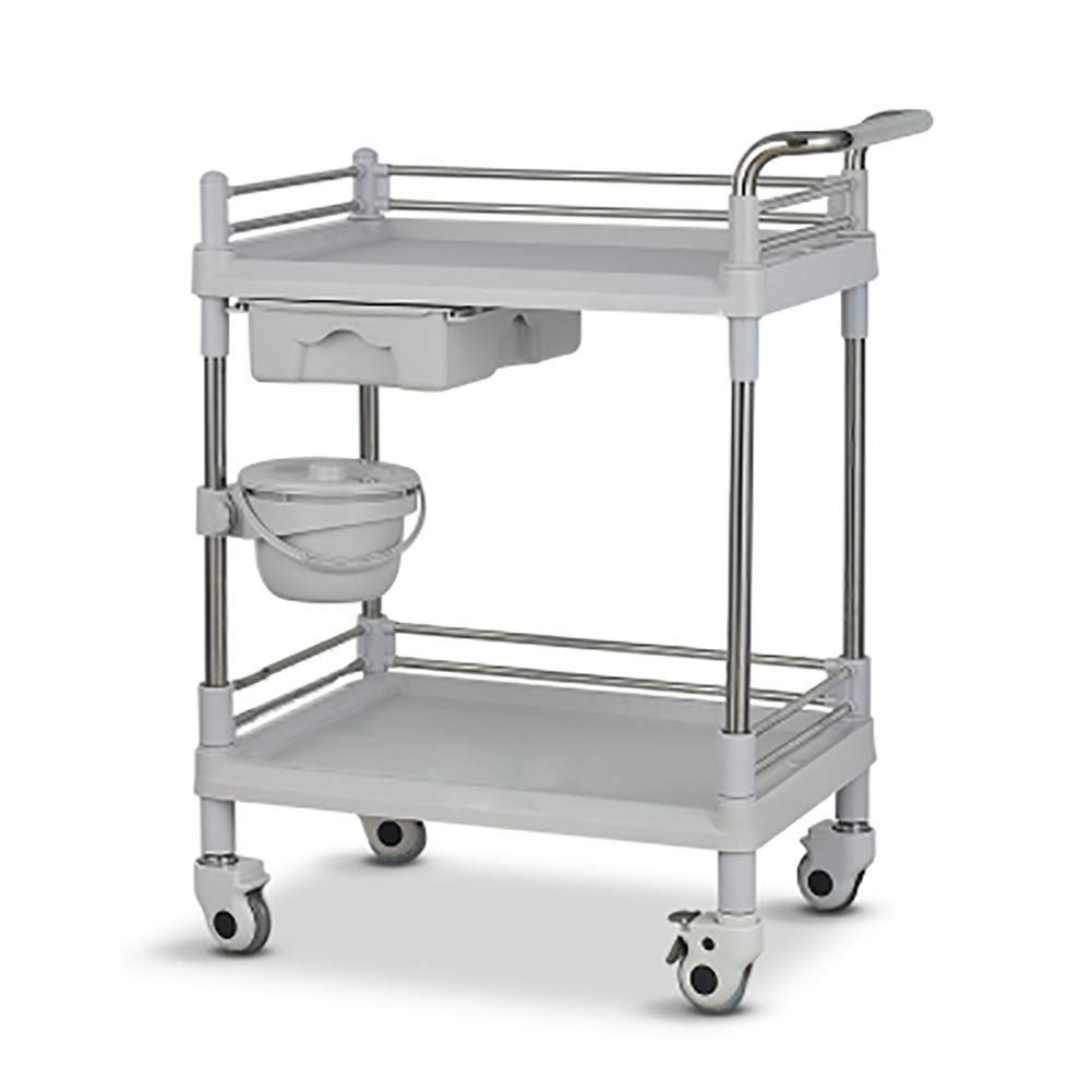 Hand Trucks Storage,Kitchen Movable Trolleys, Abs Beauty Salon Cart with Drawer and Dirt Bucket,Mobile Spa Rolling Trolley,with Brake Beige