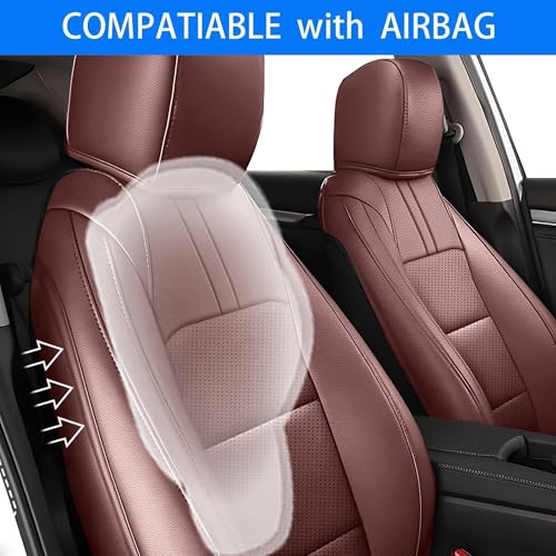 Image of AOMSAZTO Custom Fit Seat Covers for Honda Civic Hatchback 2022 2023 2024 Sport /LX &Hatchback Hybrid Sport 2025 Full Set Faux Leather Seats Cover Burgundy