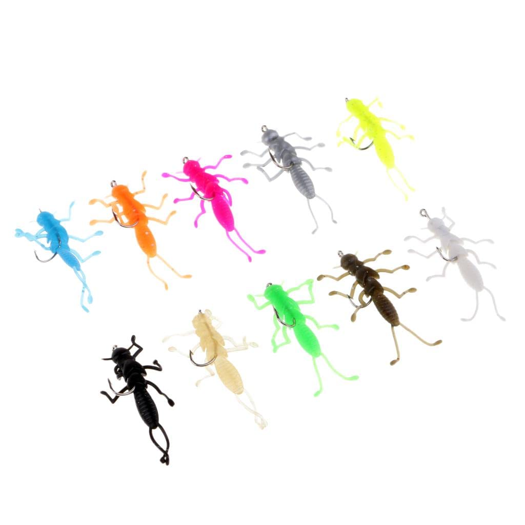 10 Couleurs Leurres Pêche Caoutchouc 3,5Cm