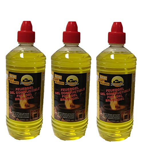 3 x 1 Liter Flaschen Brenngel Gelkamine Ethanolkamine Wandkamine...