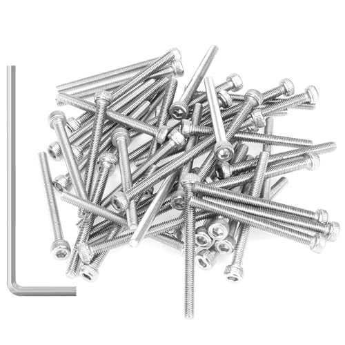 55 Pieces M3 x 35mm Socket Head Cap Screws, Thread Pitch 0.5mm, Sutemribor M3 Screws, 304 Stainless Steel, Fully Threaded, Silver