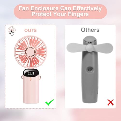 Miniatura 4 de KTTR Hand Held Fans,Portable Fan,5000mAh Rechargeable, LED Display, 90 Adjustable, Mini Fan, Hand Held Fan, Working Time 8-14