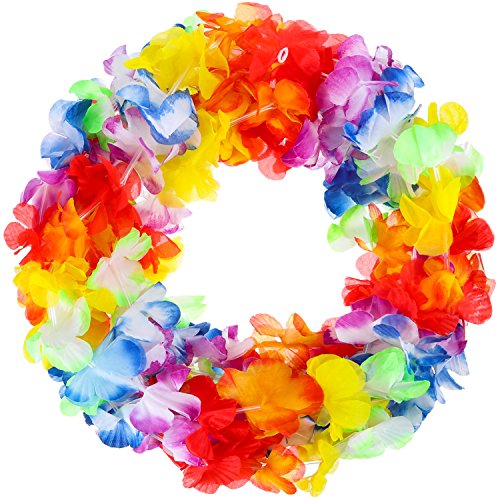 Image of 4 Pack JOVITEC Lei Hawaiian Flowers Garland 20 Feet Each Tropical Multicolor Tropical Flower Lei Garland Flower Leaves Banner for Home Hawaiian Luau Decorations