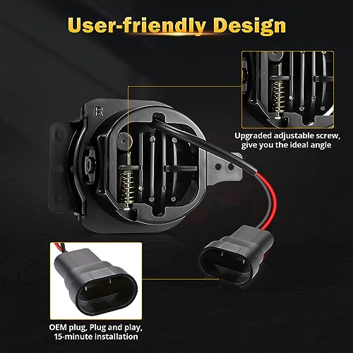 Image of Auxbeam 4 Inch LED Fog Lights for 2018-2023 Jeep Wrangler JL JLU Sport Sahara Rubicon MOAB, 30W Round Led Chip Front Bumper Foglights, DOT Approved