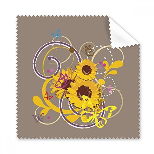 Chiffon de nettoyage tournesol pour lunettes et écrans de téléphone - Lot de 5 lingettes microfibres