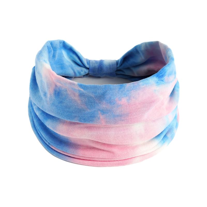 Image of XFYT Silky Soft Tie-Dye Yoga Stylish Hair Bands | Boho Stretch Chic Elegant Head Band for Women Girls Workout Sports Fitness Gym (Pink Sky)